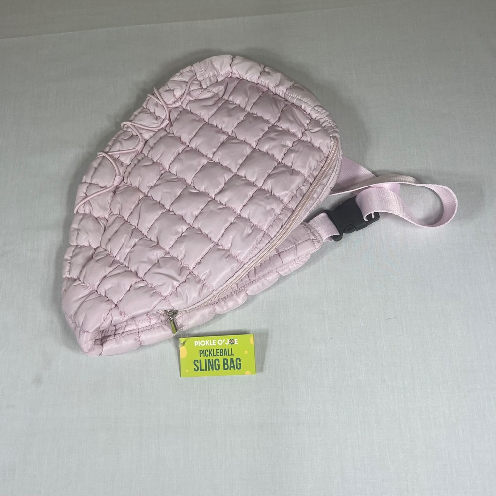 Pickle O' Joe Pickleball Sling Bag Pink Quilted Athletic Crossbody PKJ102-PNK